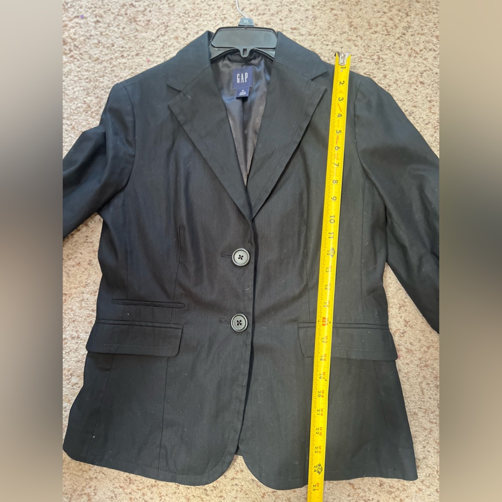 GAP cotton tailored structured women sz 12 black blazer business career smart - Picture 10 of 11